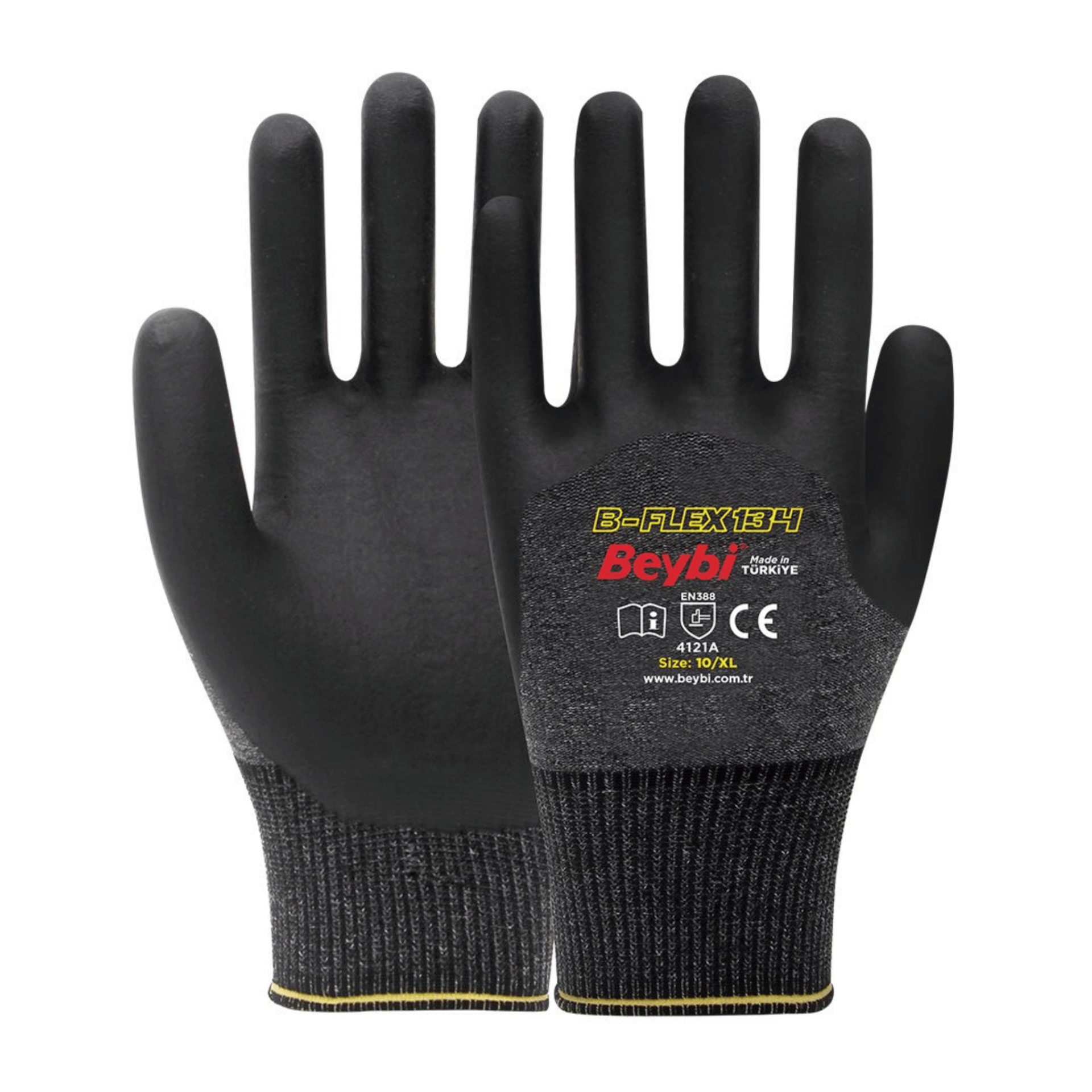 Beybi B-Flex 134 Micro 3/4 Mikro Köpük Nitril Kaplı Likralı Polyester Örgü Astar 15G  İş Eldiveni EN388 4131X