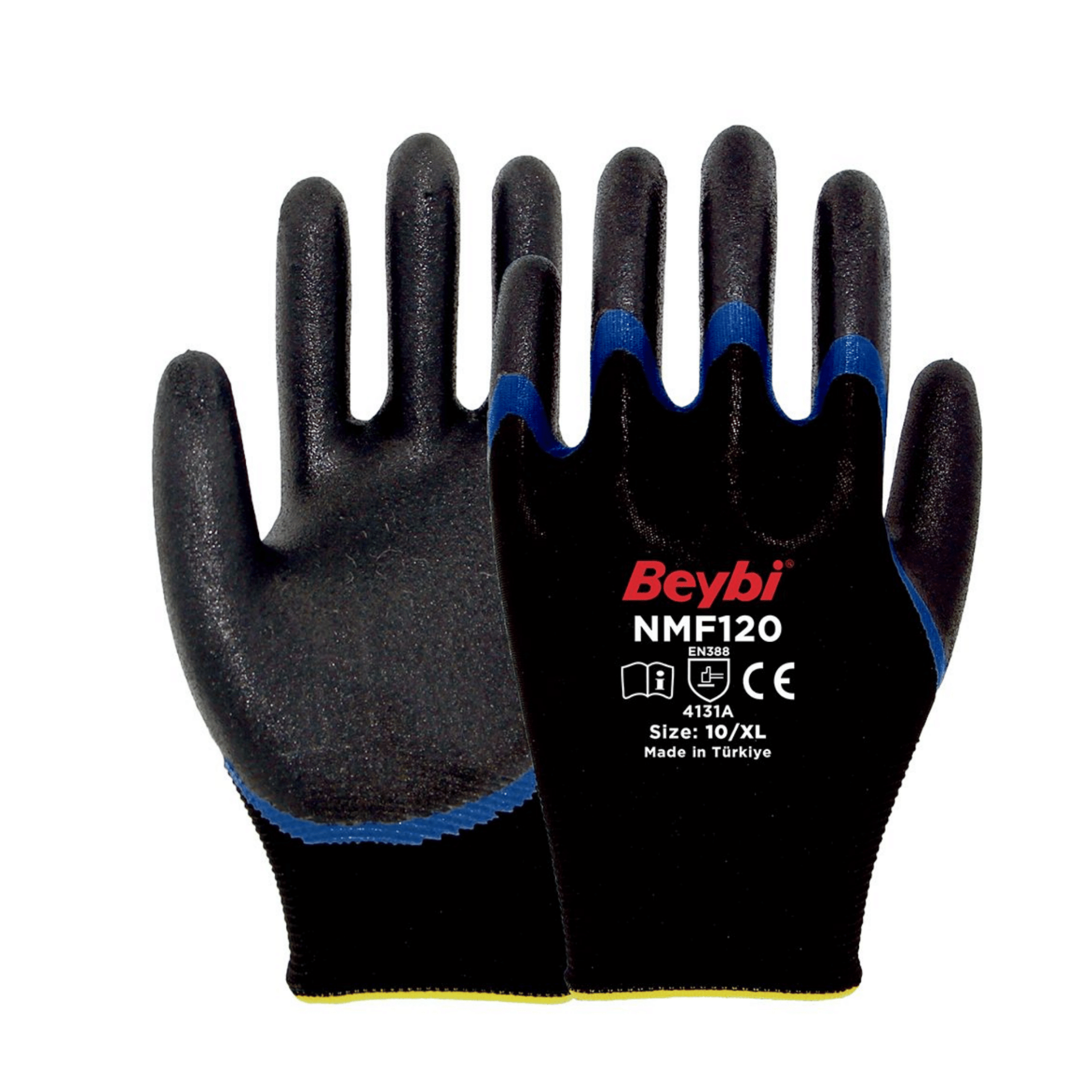 Beybi NMF-120 1/2 Mikro Köpük Nitril Kaplı Polyester Astar A kesilme Dirençli İş Eldiveni EN388 4131A