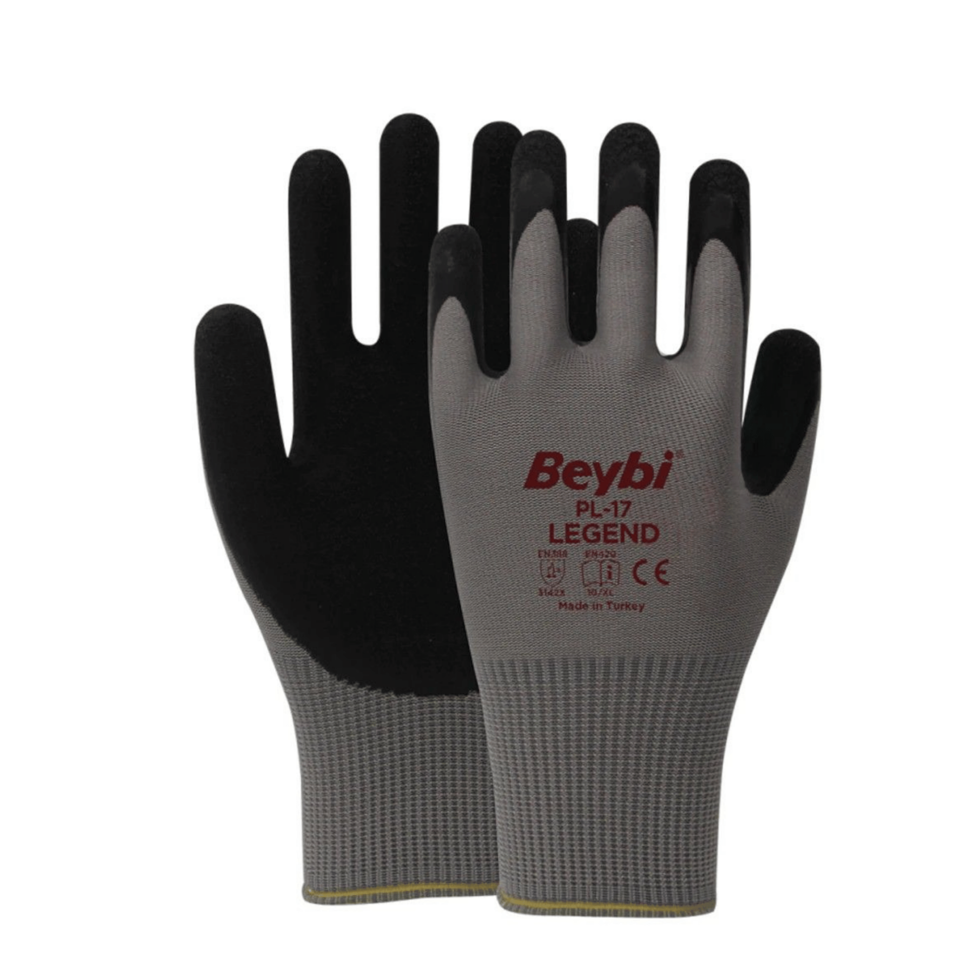 Beybi PL-17 LEGEND-SY 1/2 Crinkle Lateks Kaplı Kaplı Polyester Örme Astar  İş Eldiveni EN388 3142X